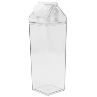 Kitchentoolz 32 oz Round Glass Milk Bottle Carafe with Lids & Pour Spout  Made in USA 2 Pack 