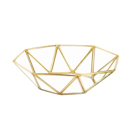 

Wozhidaoke home Br Gl Tray Golden Retro Polygon Mirror Tray Basin kitchen organization kitchen gadgets