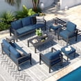 thumbnail image 2 of AECOJOY 7-Piece Outdoor Patio Set – Blue, Aluminum Sectional Sofa with Coffee Table, Seats 9, 2 of 8