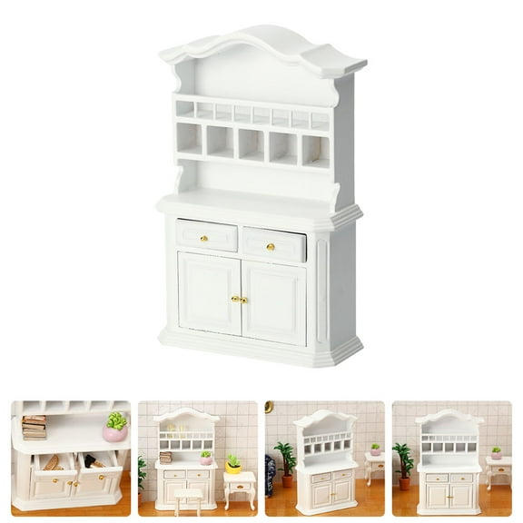 WEAVILUX Mini Furniture Prop Wooden Display Cabinet White Synthetic Material 1Pc
