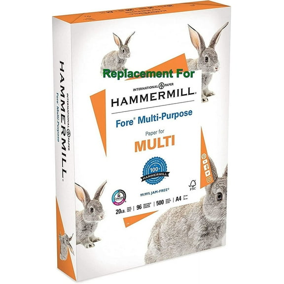 Replacement For Hammermill Fore Multi-Purpose 20 Pound Copy Paper, A4, 210mm x 297mm, 1 Ream, 500 Sheets, Made in USA, Sourced From American Family Tree Farms, 96 Bright, Acid Free. (1)