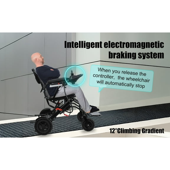 Lorelo Adults Electric Wheelchair with Large Footrest, Lightweight Foldable Motorized Wheelchair, 12-Mile Range 500W Motor Portable Elderly Wheelchair