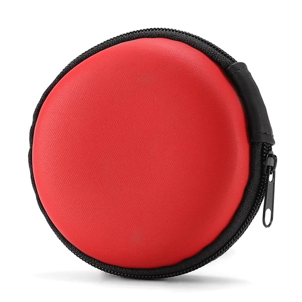Billuyoard Cable de auriculares compatible con Bluetooth, bolsas de almacenamiento redondas para viajes al aire libre, red interior, auriculares Almacenamiento y organización del hogar Rojo Billuyoard BB2321-02