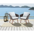 thumbnail image 3 of Athens All-Weather Brown Wicker Outdoor Chairs with Light Gray Cushions, Set of 2, 3 of 11