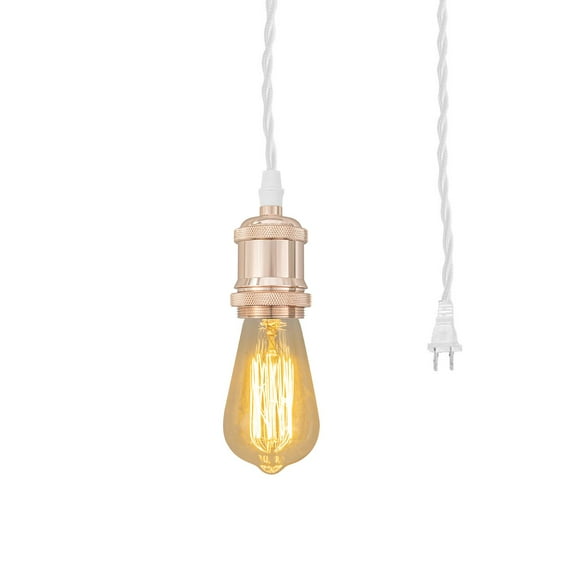 KAYYELAMP 19.6Feet Plug in Hanging Light French Gold E26 Base Mini Vintage Design Pendant Lighting for Farmhouse Depot Kitchen Sink Dining Table(No Bulb)