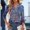 Light Purple, variant on Women's Plaid V-Neck T-Shirt with 3/4 Sleeve, Red and Black Casual Fashion Top for Everyday Wear