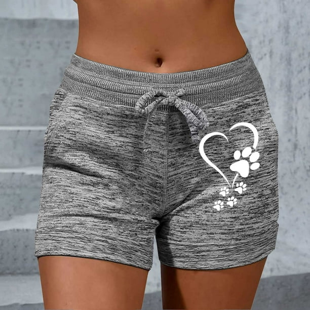 MKLEKYY Pantalones deportivos para mujer, pantalones de yoga estampados a la moda para mujer, pantalones cortos deportivos casuales con lazo elástico