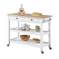 thumbnail image 3 of American Heritage Butcher Block Top Kitchen Cart in White Wood Finish, 3 of 10