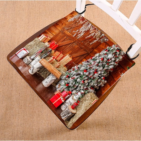 ABPHQTO Christmas Tree Lights Garland And A Star Garland Chair Pad Seat Cushion Chair Cushion Floor Cushion Two Sides Printing 18x18 Inch