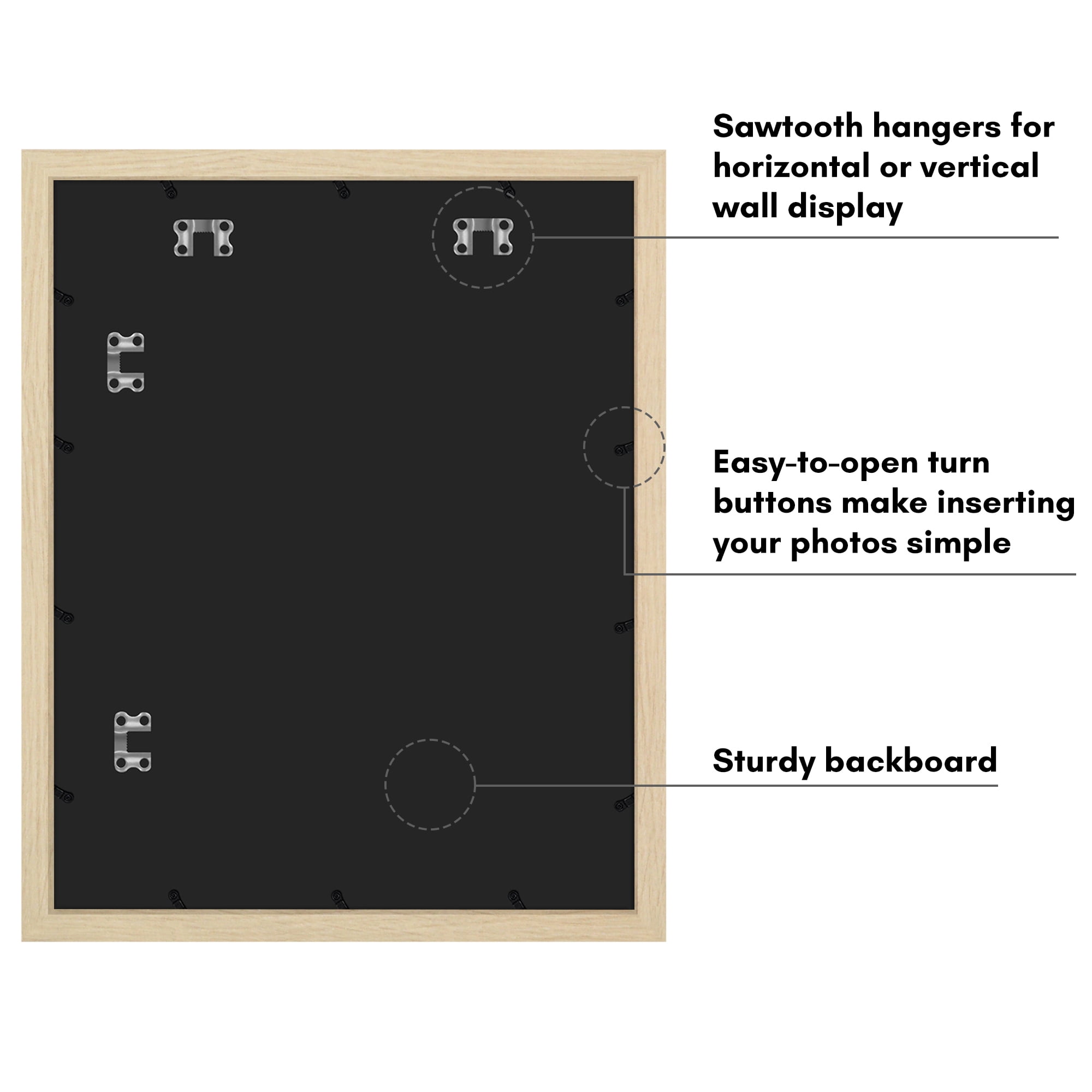 Americanflat 16x20 Picture Frame with Polished Plexiglass Wide Frames Made Vertical Horizontal - Natural Oak