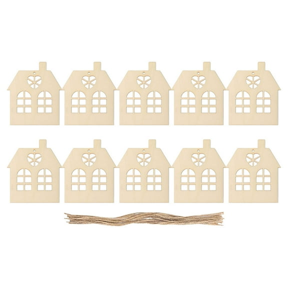 KONTONTY Wooden House Slices for DIY Crafts and Decoration Khaki Color Perfect for Valentine's Day Gifts