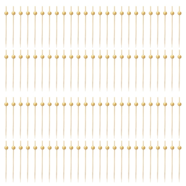 Food Presentation Picks 100pcs Bamboo Fruit Forks with Gold Ball End Biodegradable Eco-friendly Toothpicks for Food Presentation Strong Sustainable