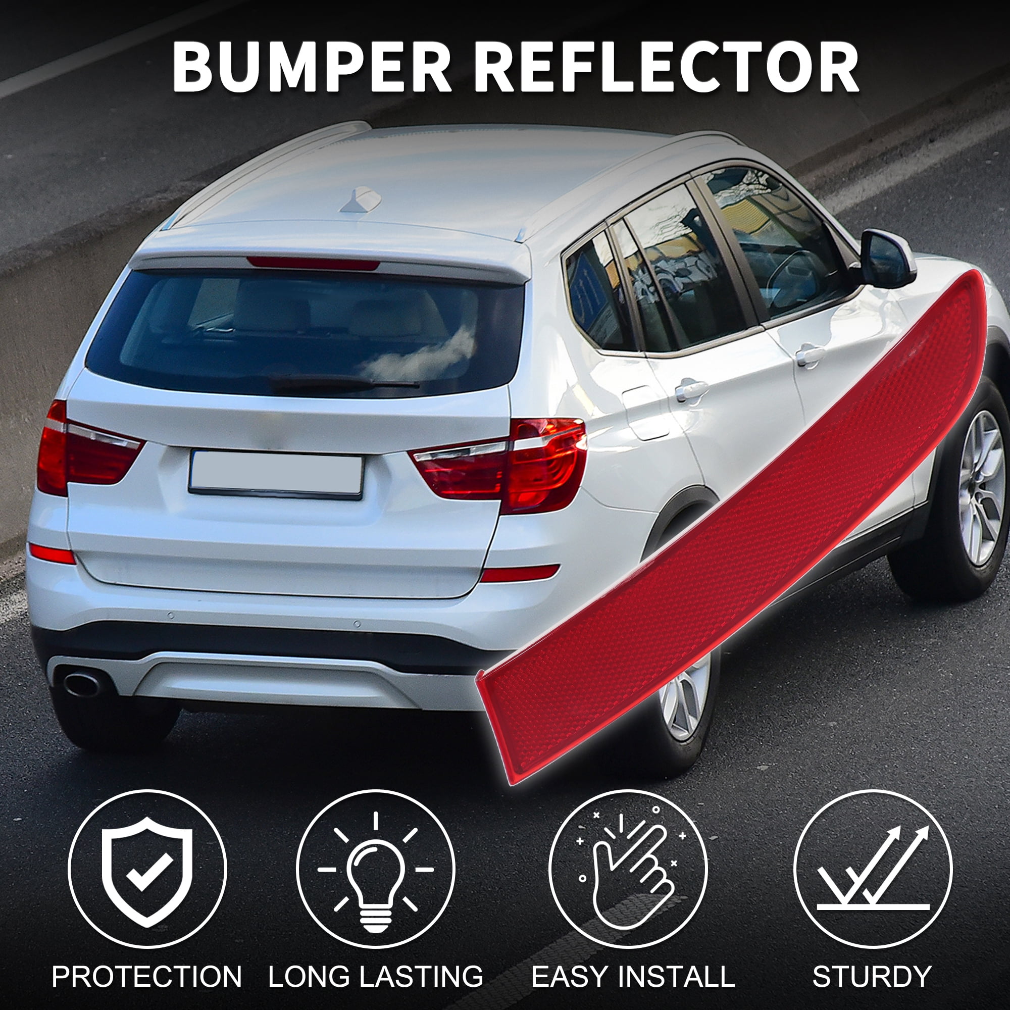 Unique Bargains Bumper Reflector for BMW X3 2015-2017 Rear Right Side Marker 1pc Red