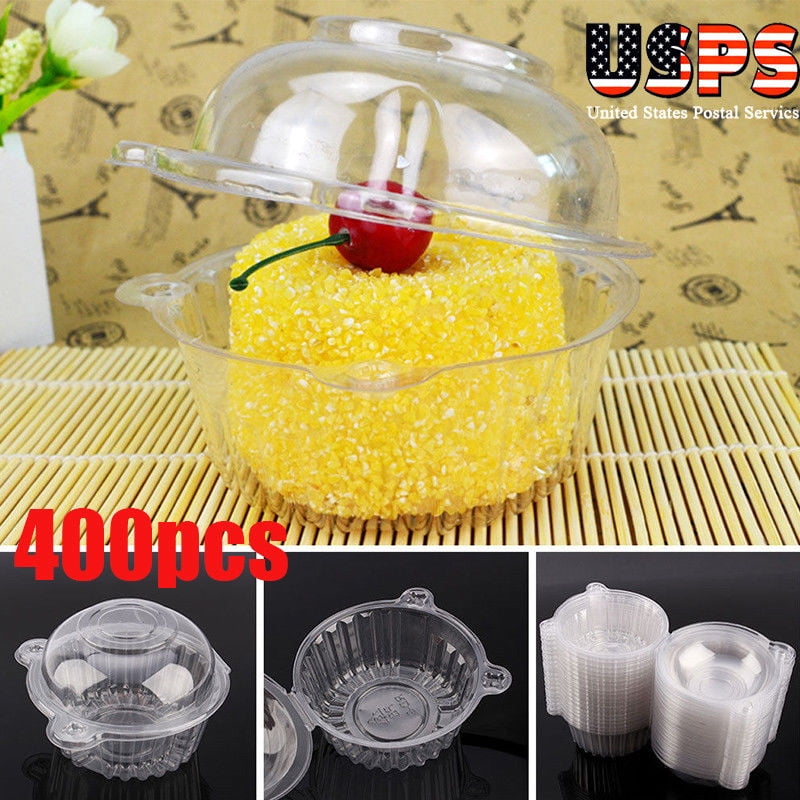 Clear Plastic Cupcake Box Individual Cupcake Containers Single Cake Case Muffin Pod Dome Holder Container 100PCS Stackable Clear Plastic Plastic Single Cupcake Boxes