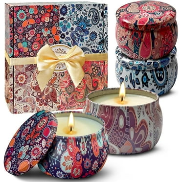 OSHINE 4-PACK Scented Candles Gift Set Aromatherapy Soy Candles Natural Soy 4.4 oz Strongly Fragrance Stress Relief for Halloween,Christmas,Mother's Day,Valentine's Gift,Wedding,Party,Anniversary