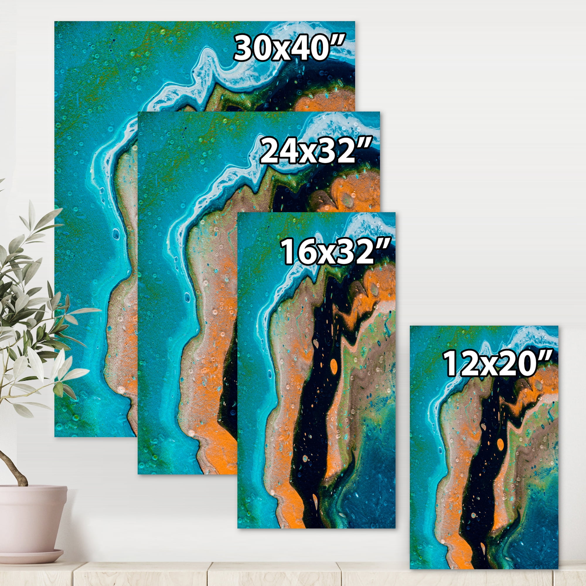 Designart ' Abstract Composition In Black and Orange ' Modern Canvas Wall Art Print