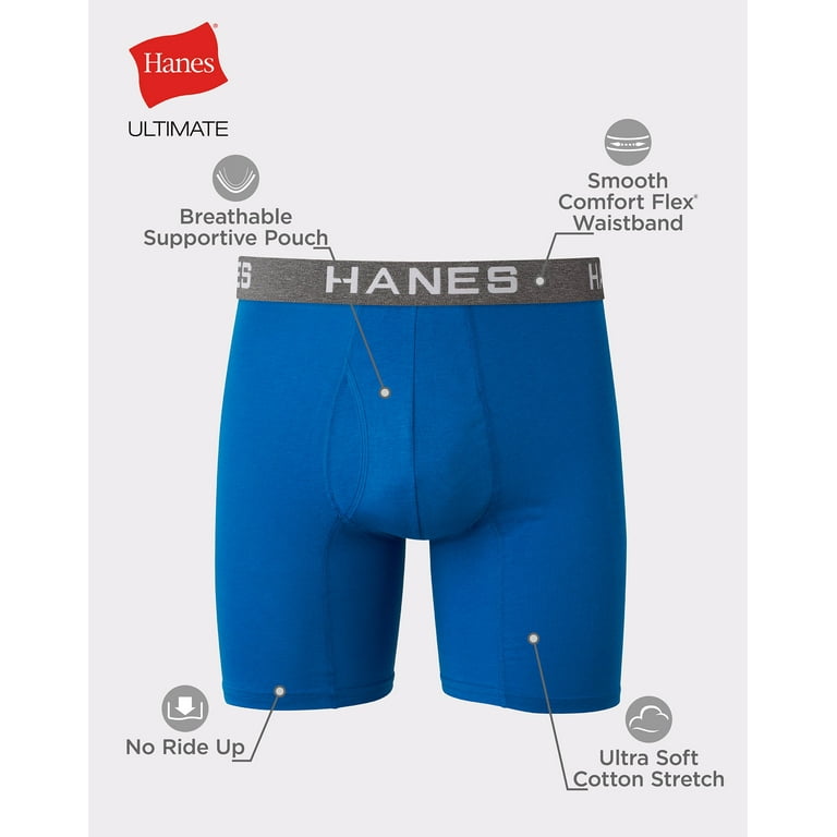 Hanes Originals Ultimate Men's SuperSoft Knit Boxer Underwear,  Aqua/Grey/Black, 3-Pack