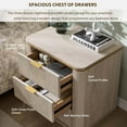 thumbnail image 4 of OKD Mid-Century Modern Nightstand with 3 Storage Drawers，24" Wide End Table，Natural Wood Grain，for Bedroom & Living Room, 4 of 6