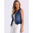 thumbnail image 4 of DARING DIVA Women's Button Down Jean Waistcoat Fashion Jacket M Dark Blue, 4 of 6