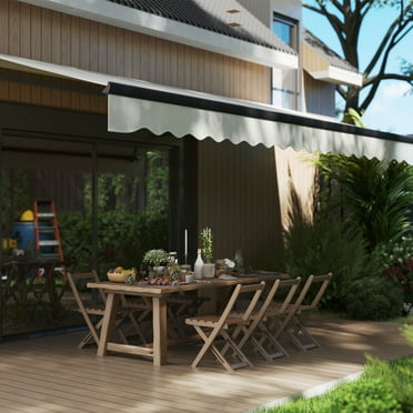 Outsunny 15' x 10' Electric Retractable Awning with Remote Controller, Aluminum Frame, UV30  Protection, White