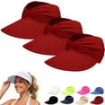 thumbnail image 2 of VISALY Sun Visor Ponytail Hat 3Pc Sports Beach Golf Hiking Hat Lightweight Foldable Ponytail Hats Outdoor Casual Lightweight Sun Hat Golf Tennis Outdoor Hat Wide Brim Uv Protection Cap Red One Size, 2 of 9