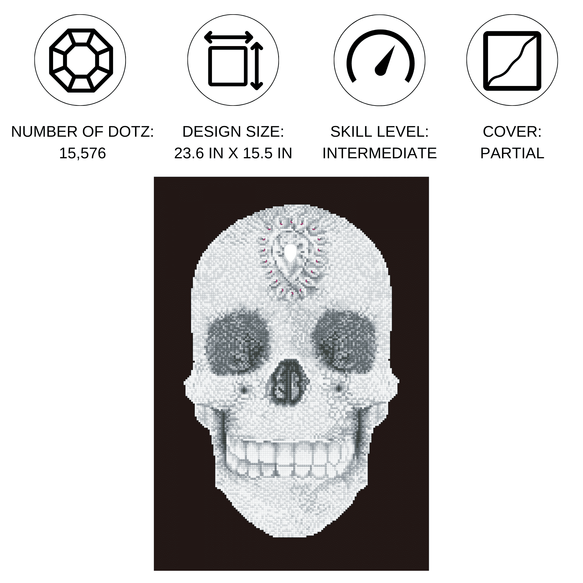 Diamond Dotz Crystal Skull Diamond Painting Kits for Adults - Diamond Art Kits a Relaxing Creative Craft Kit with Dotz Gems 24x16
