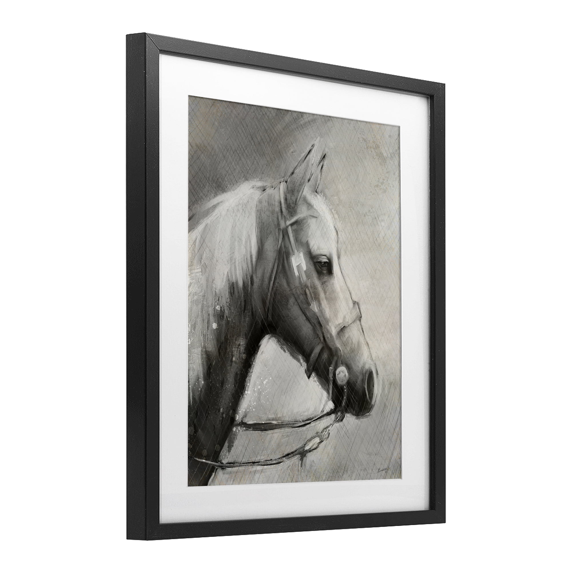 Stupell Industries Modern Ranch Horse Black Framed Print Under Glass, design by Chad Barrett