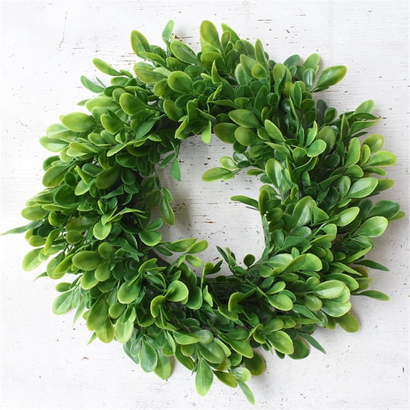 HCBY Maintenance Free Faux Wreath, 14.3IN Lifelike Green Garland, All Year Round Outdoor Indoor, Home Fireplace Cabinet Shelf Accent