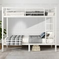 thumbnail image 2 of Miniyam Full over Full Metal Bunk Bed Frame with Dual Guardrails and Ladders, Quiet Heavy-Duty Steel, White, 2 of 7
