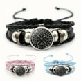 thumbnail image 2 of Norse Viking Compass Faux Leather Bracelet - Handmade Multi-Layer Beaded Wristband with Runic Inscriptions, Gift in Black, Brown, or Blue, Viking Jewelry,Blue, 2 of 12