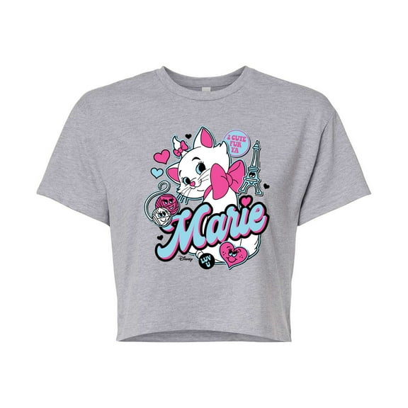 Disney - The Aristocats - Marie Stickers - Junior's Cropped Graphic T-Shirt