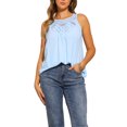 thumbnail image 1 of INSPIRAR CHIC Top sin mangas de encaje con cuello halter para mujeres, chaleco de crochet, atuendos de verano, XS, azul claro, 1 of 1