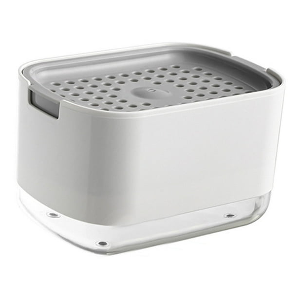 Caja de jabón a presión, dispensador de jabón con prensa de esponja, dispensador de líquido para lavavajillas, dispensador de jabón para lavavajillas, rendimiento lleno de energía Jadeshay A