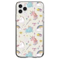 thumbnail image 1 of DistinctInk Clear Shockproof Hybrid Case for iPhone 12 MINI (5.4" Screen) - TPU Bumper, Acrylic Back, Tempered Glass Screen Protector - Unicorn Rainbow Wand Pattern - Beige, 1 of 2