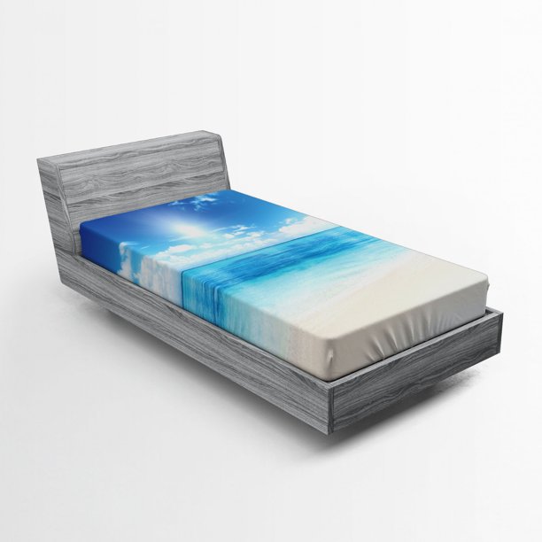 Ocean Fitted Sheet Beach View from Caribbean Sea in a Sunny Day Exotic