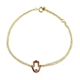 thumbnail image 4 of 18K Solid Yellow Gold Diamond Open Hamsa  double cable chain Bracelet, 4 of 5