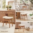 thumbnail image 4 of Carolayne Vintage Vanity Stool, Upholstered Non-Slip, Linen with Dark Natural Wood Legs, 4 of 7