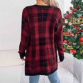 thumbnail image 6 of TFEOQRY Women's Casual Cardigan Sweater Color Blocking Checkered Long Sleeved Cardigan Jacket with Pockets Red, 6 of 8