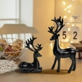 thumbnail image 5 of Black Christmas Reindeer Figurine, 2pcs Couple Deer Sculptures Mini Xmas Deer Statue Resin Animal Table Centerpiece for Home Living Room Office Decor, 5 of 8