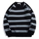 thumbnail image 1 of Suéter a Rayas para Hombre, Jersey Suelto y Transpirable de Manga Larga con Cuello Redondo, suéter para Otoño e Invierno, Negro XXL, 1 of 8