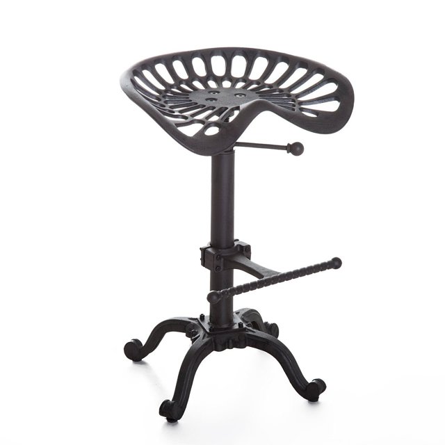 Taburete de bar Diwhy Rustic Industrial Tractor con asiento de hierro fundido