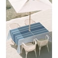 thumbnail image 2 of Outdoor Tablecloth with Umbrella Hole, Blue Ombre Stripe Spillproof Waterproof Outdoor Table Cover, Farmhouse Striped Gradient Patio Tablecloths for Party Picnic Camping, Rectangle 52"x70", 2 of 9