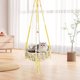 thumbnail image 1 of Cama hamaca para gatos tejida a mano | Columpio de gatito de cuerda de algodón estilo boho con campanas | Amarillo | Kit de suspensión incluido | Tamaño grande 55.9"x15.75" | Acogedora cesta, 1 of 6