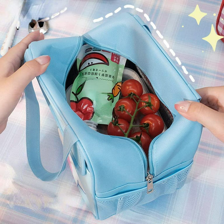 Dengjunhu Kawaii Lunch Bag for Girls Lunch Box Insulated Cute Lunch Bags  for Women Insulated Lunch Box for Kids (Blue) 