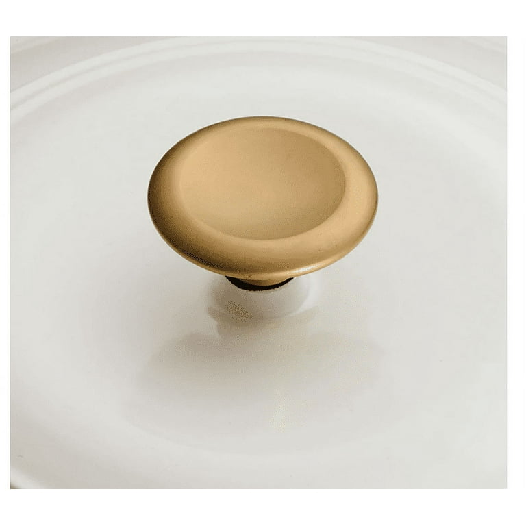 4 Qt Enameled Cast Iron Covered Braiser - Latte with Gold Stainless Steel  Knob
