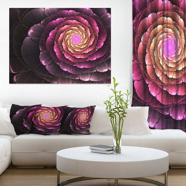Fractal Flower Light Purple Digital Art - Large Flower Canvas Wall Art