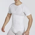 thumbnail image 2 of ZQUUVOU Men's Workout Shirts Short Sleeve Solid Color Shapewear Slim Tummy Control Back Support Undershirt Body Shaper White, 2 of 7
