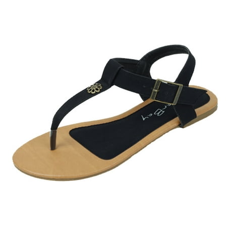 

Starbay Women s Flower Pin T-Strap Flats Sandals