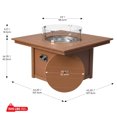 thumbnail image 2 of CostaElm 42'' Outdoor Fire Pit Table, 55,000 BTU Heat Output Gas Propane Fire Pit Table with Glass Wind Guards & Removable Cover Lid, Teak, 2 of 7