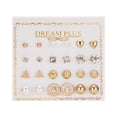 thumbnail image 1 of Fiudx Nuevos Pendientes de Circonita con Tarjeta de Papel, 12 Pares de Pendientes de Perla con Tarjeta para Mujer., 1 of 1